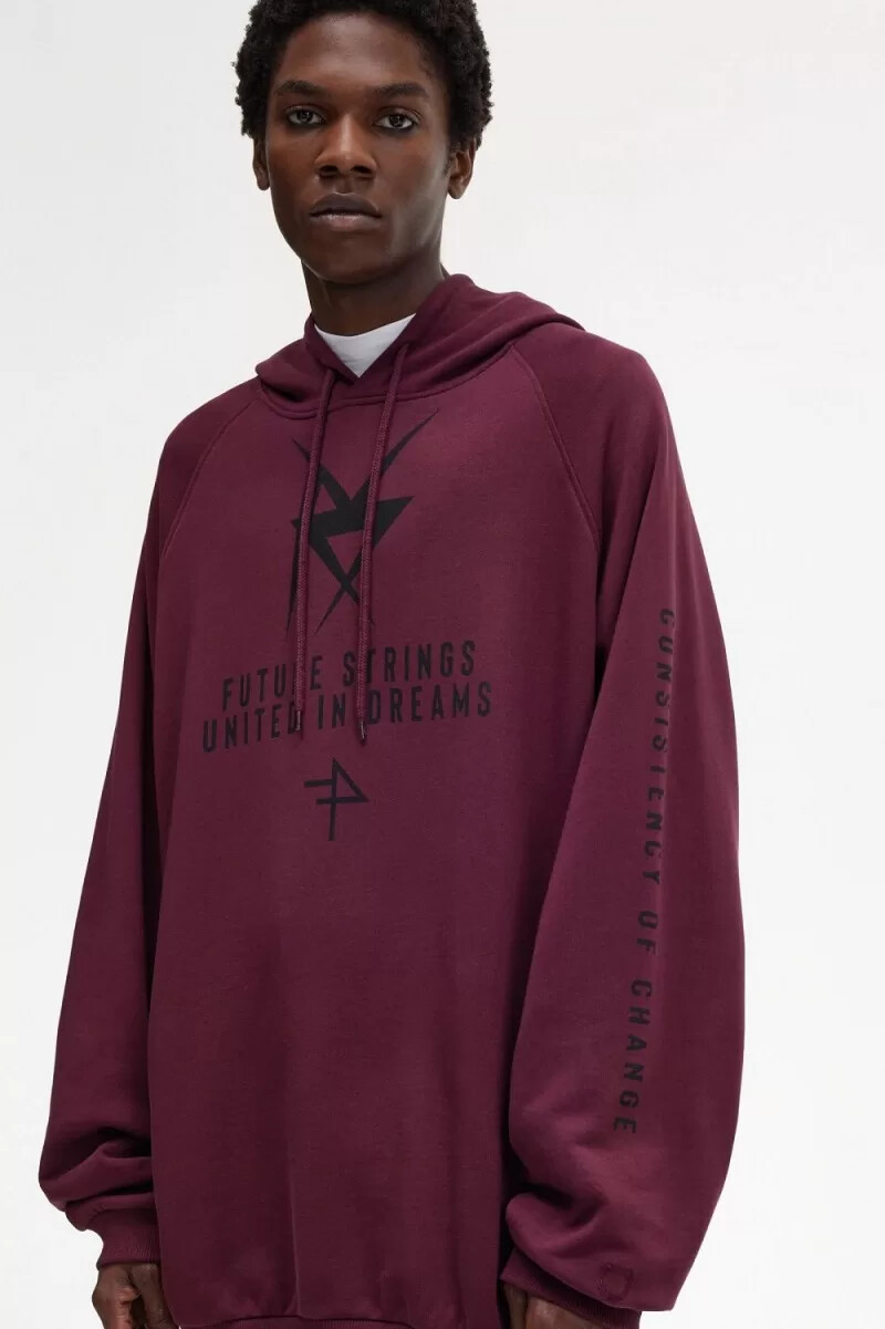 fred perry mönstrade hoodie herr marinblå