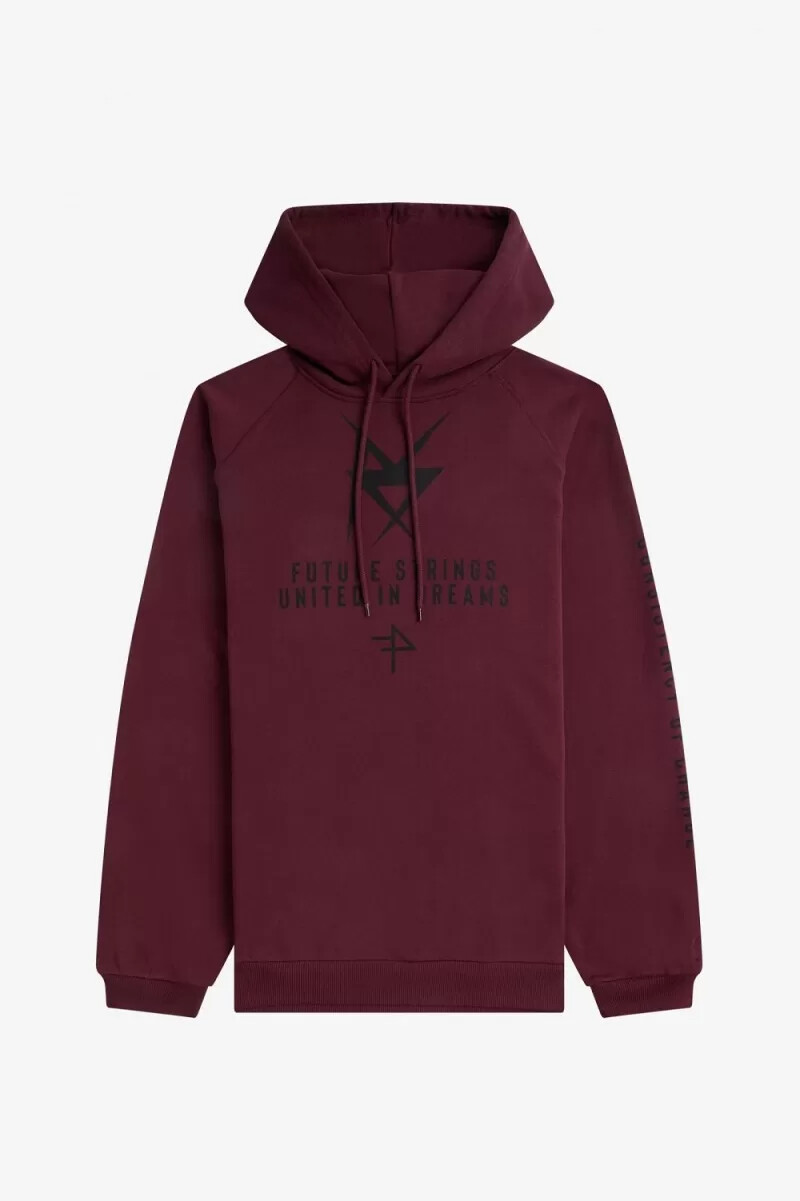 fred perry mönstrade hoodie herr marinblå
