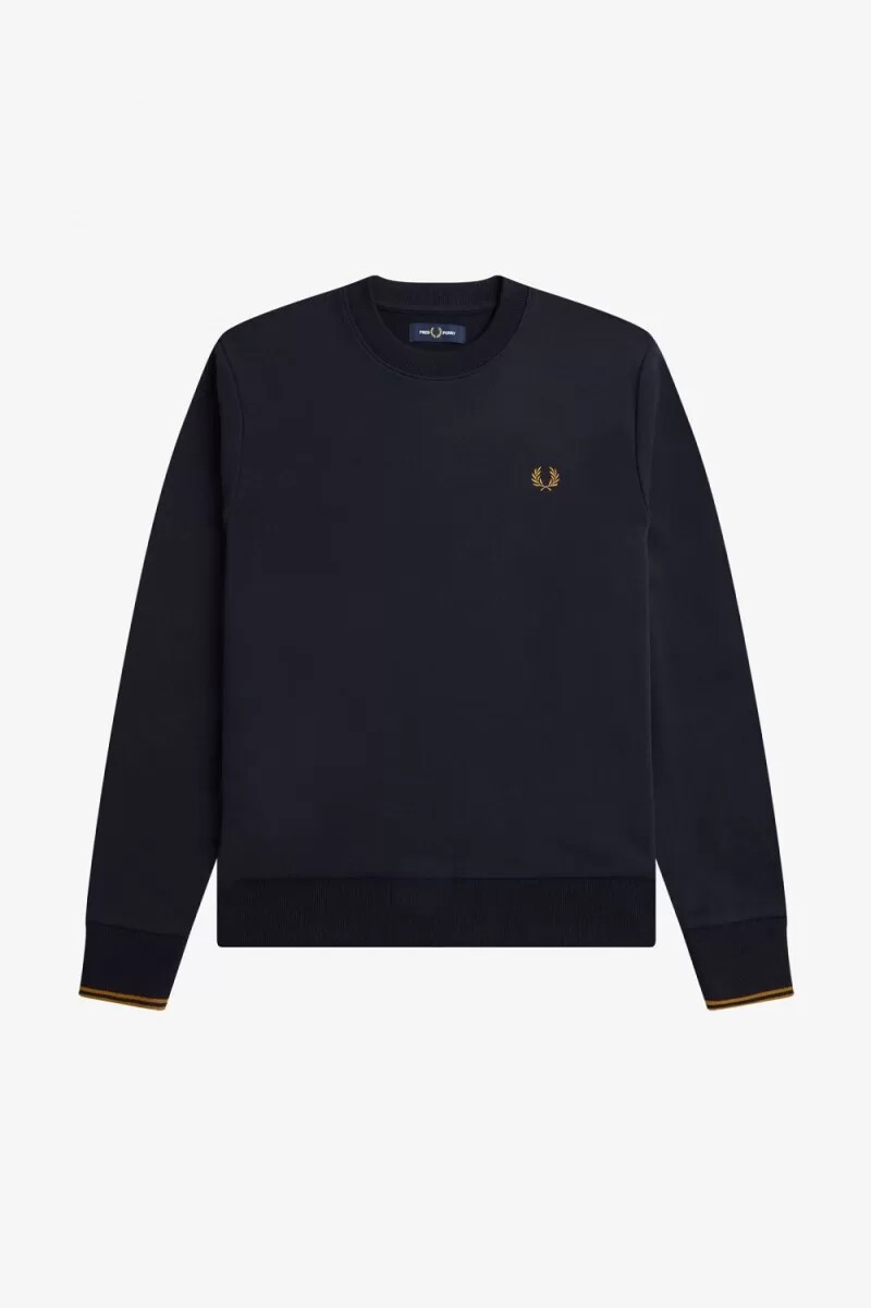 fred perry crew neck herrtröjor marinblå mörk kaffe