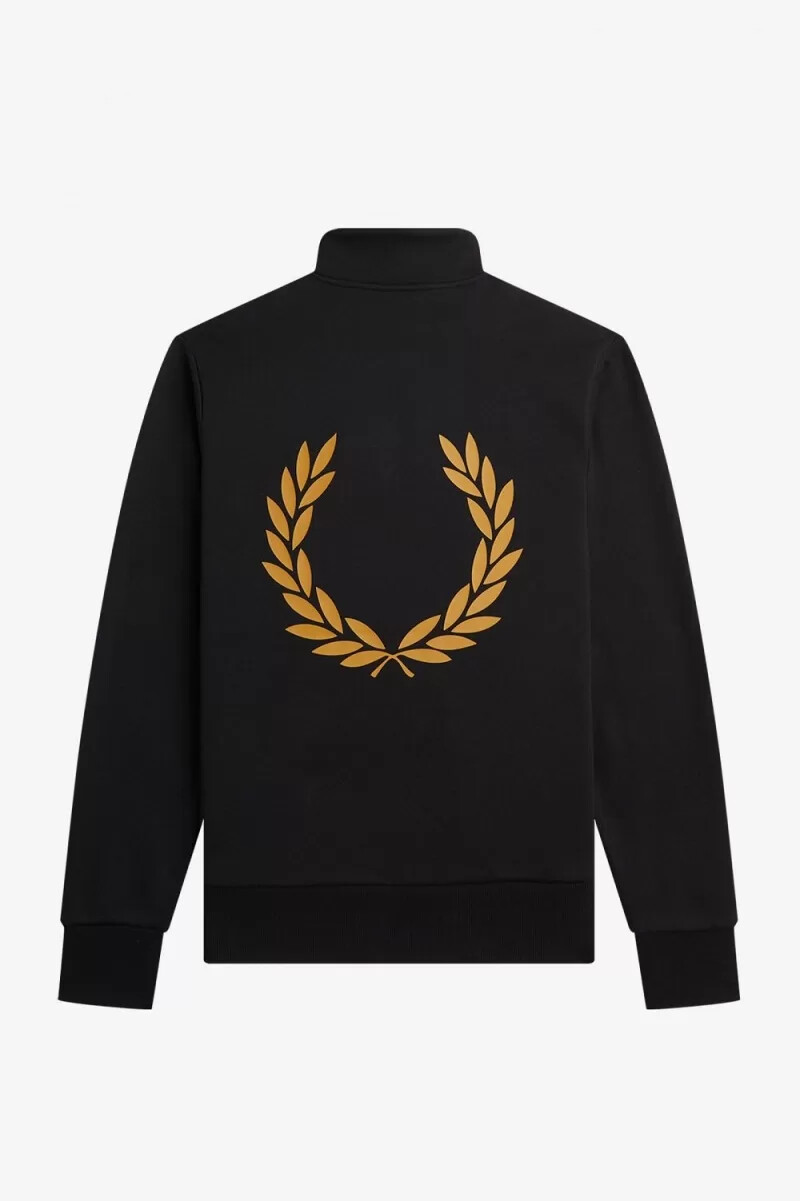 fred perry dubbelgrafik halv dragkedja herrtröjor svarta