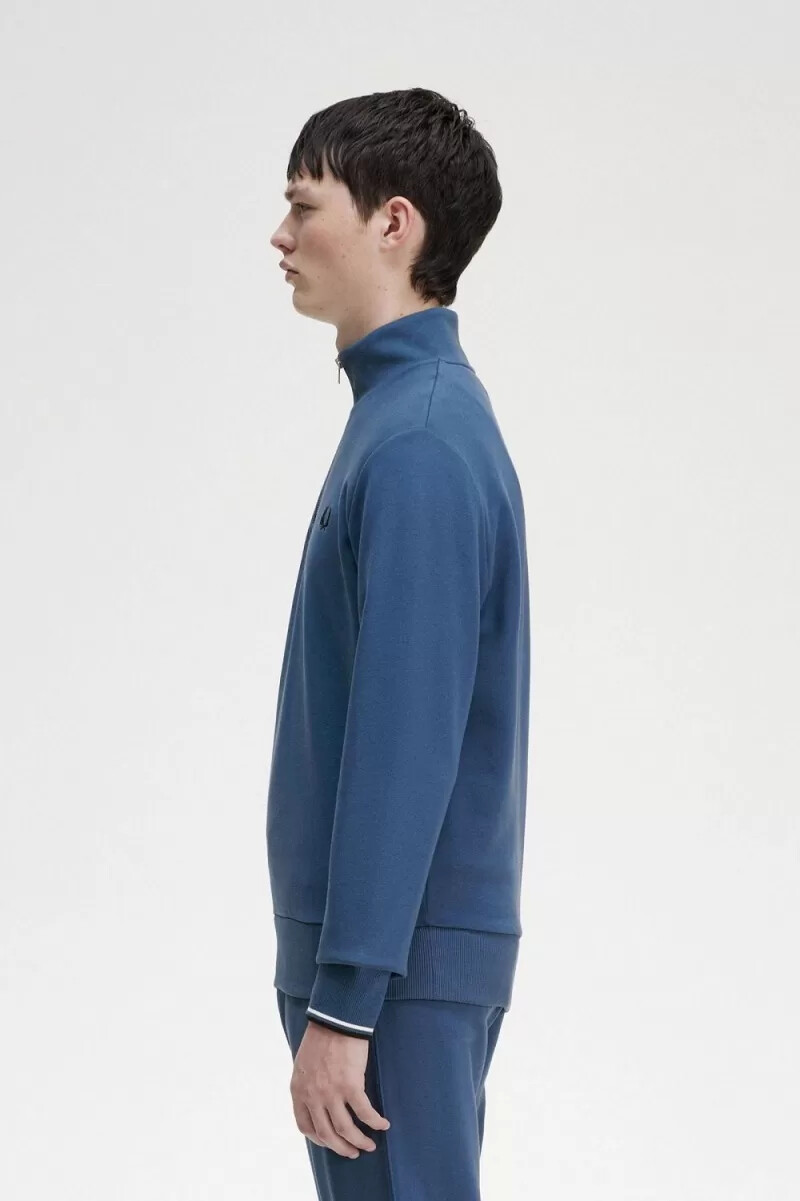 fred perry herrtröjor med halv dragkedja midnattsblå