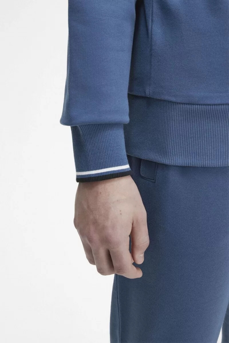 fred perry herrtröjor med halv dragkedja midnattsblå