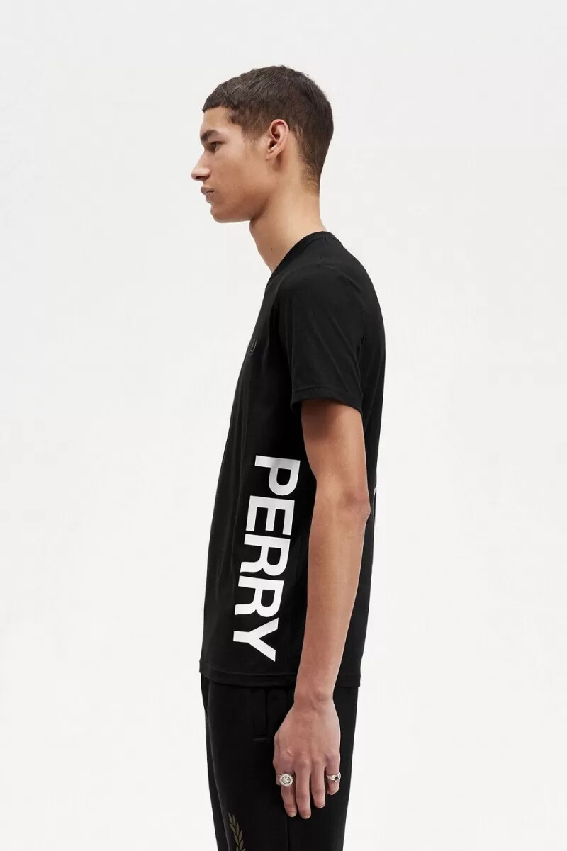 fred perry graphic branding herr t-shirt svart