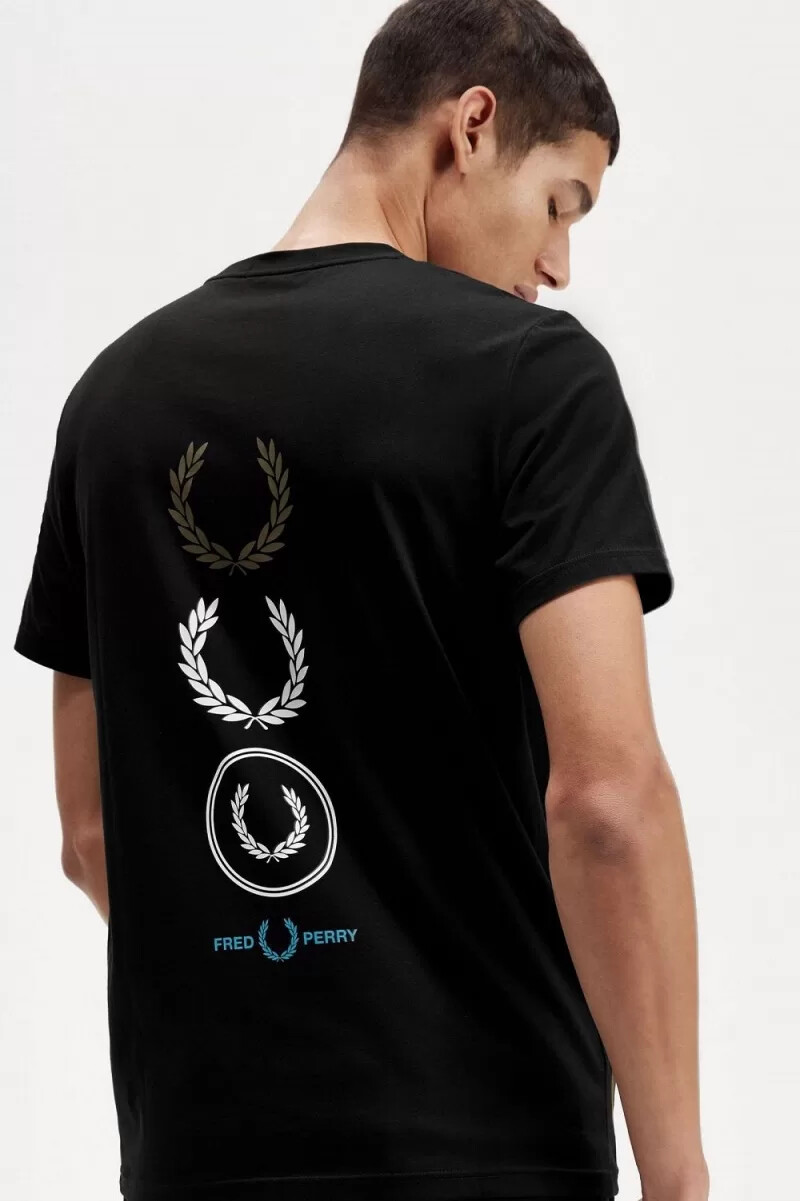 fred perry graphic branding herr t-shirt svart