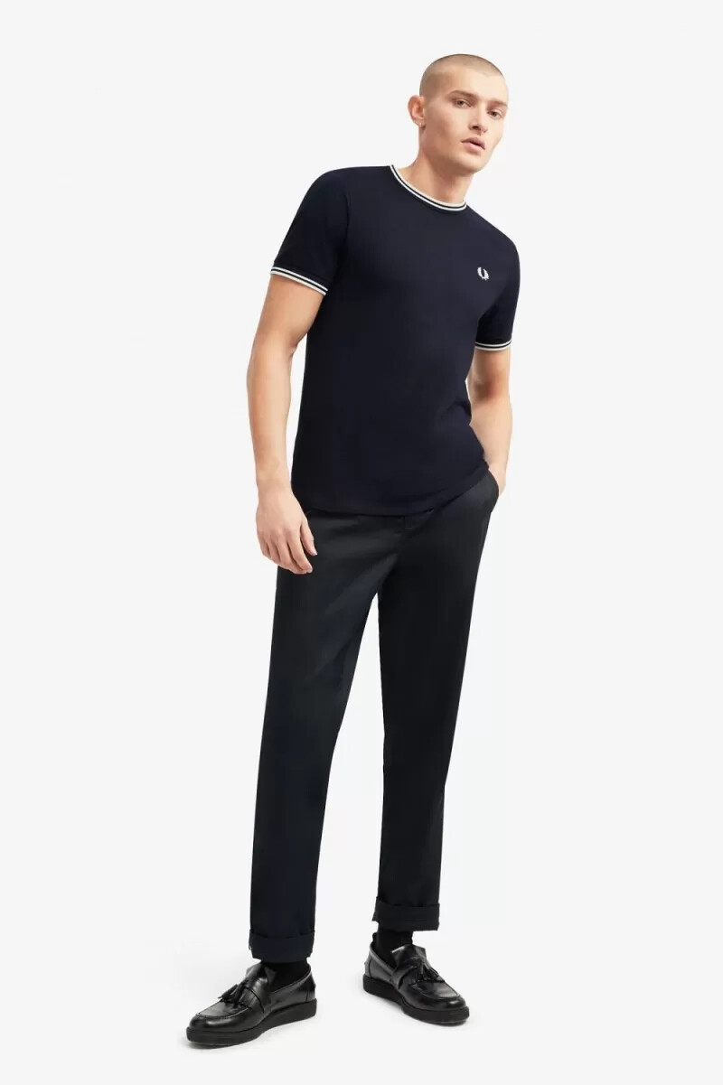 fred perry twin tipped herr t-shirt marinblå