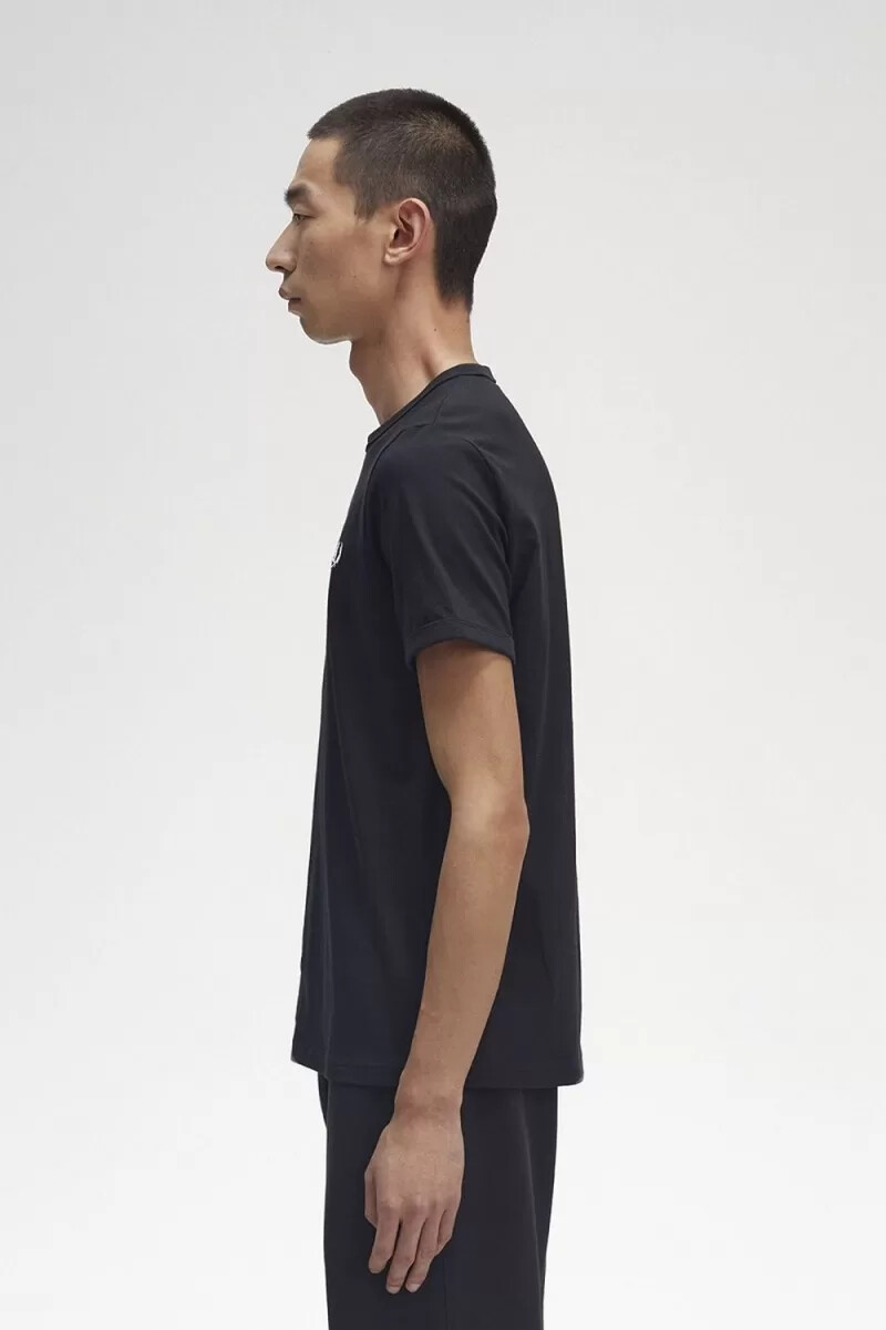 fred perry ringer herr t-shirt svart