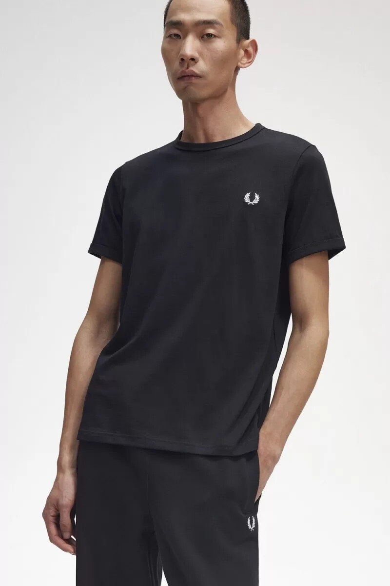 fred perry ringer herr t-shirt svart