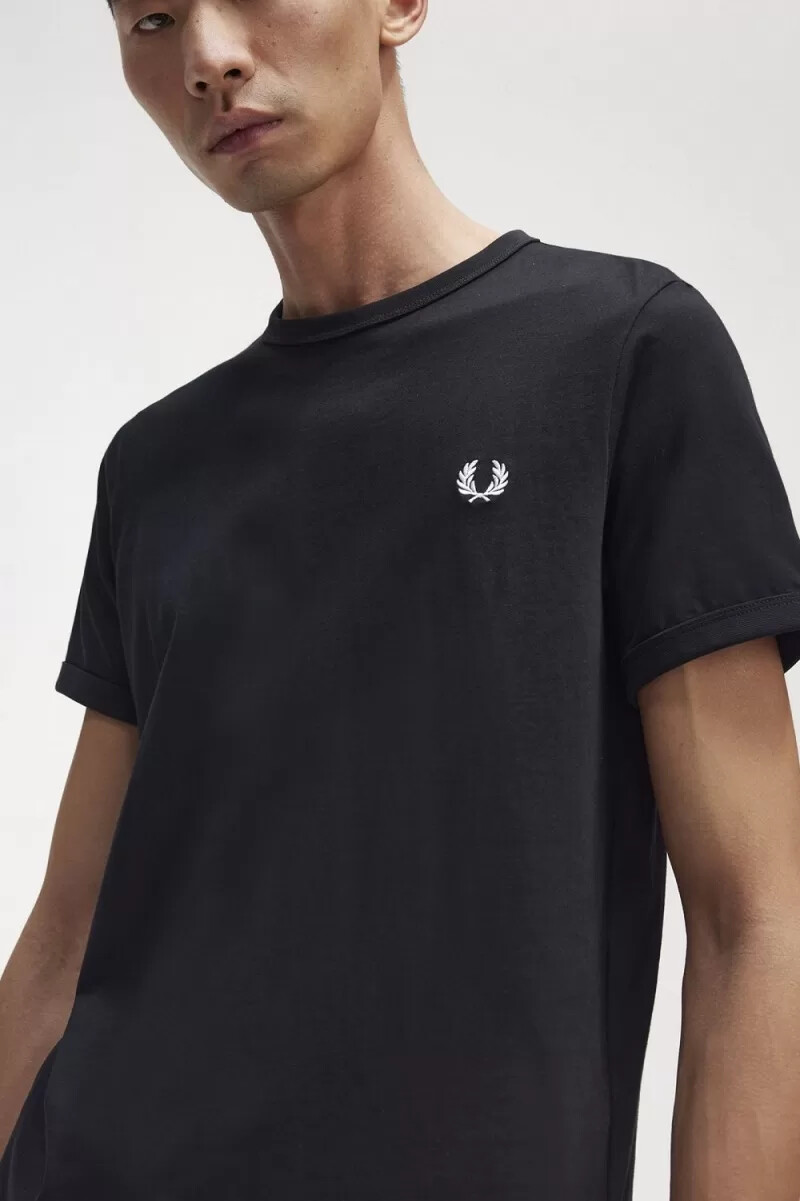fred perry ringer herr t-shirt svart