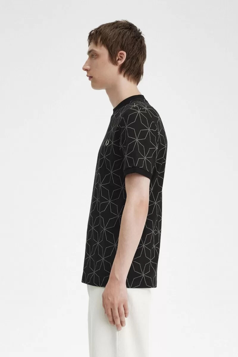 fred perry geometrisk herr t-shirt svart
