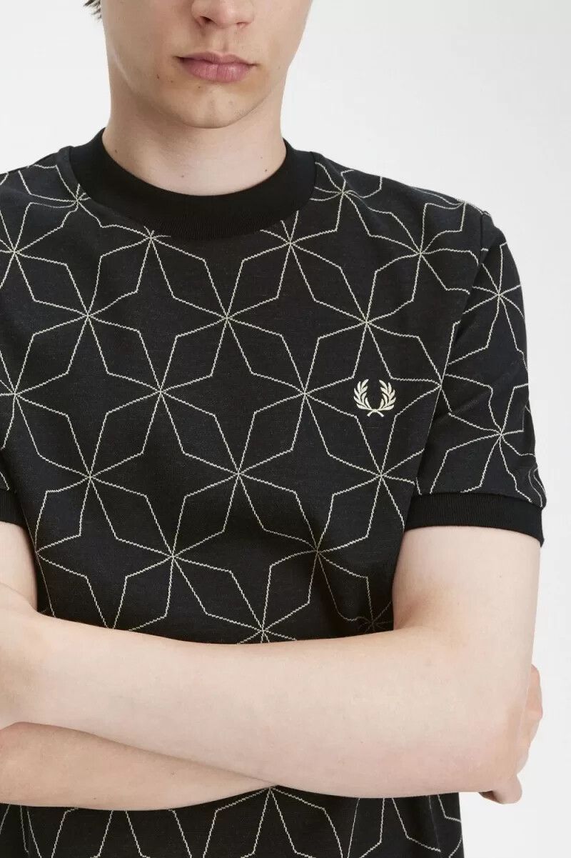 fred perry geometrisk herr t-shirt svart