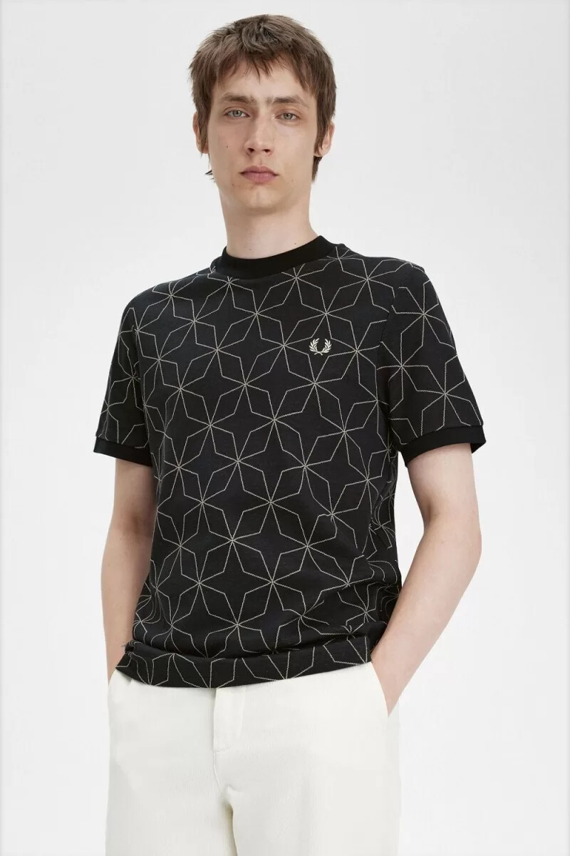 fred perry geometrisk herr t-shirt svart