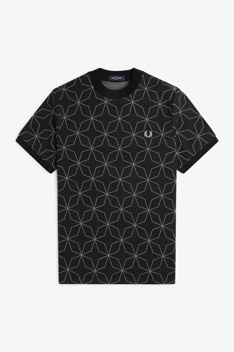 fred perry geometrisk herr t-shirt svart