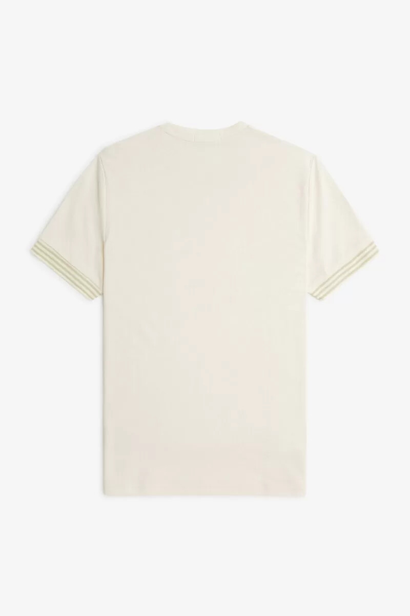 fred perry randig manschett herr t-shirt beige