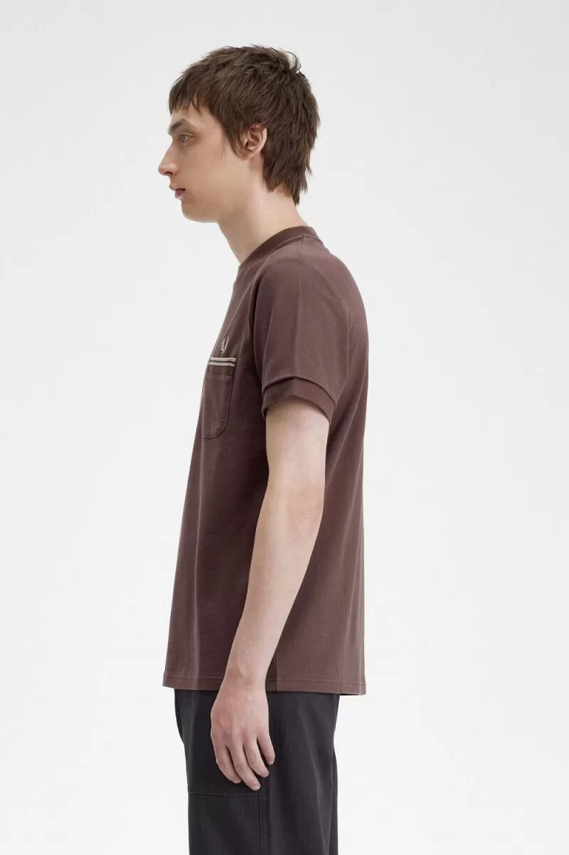 fred perry loopback jersey pocket herr t-shirt mörkröd