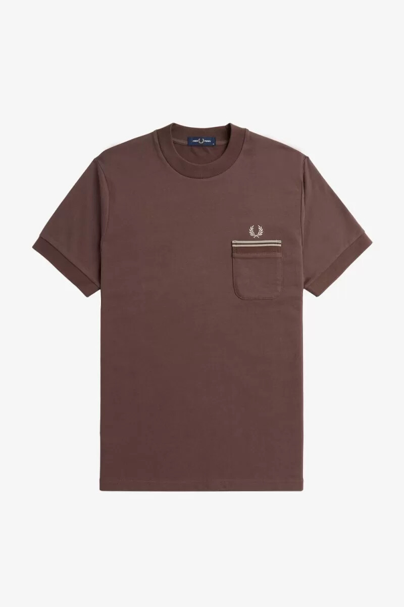 fred perry loopback jersey pocket herr t-shirt mörkröd
