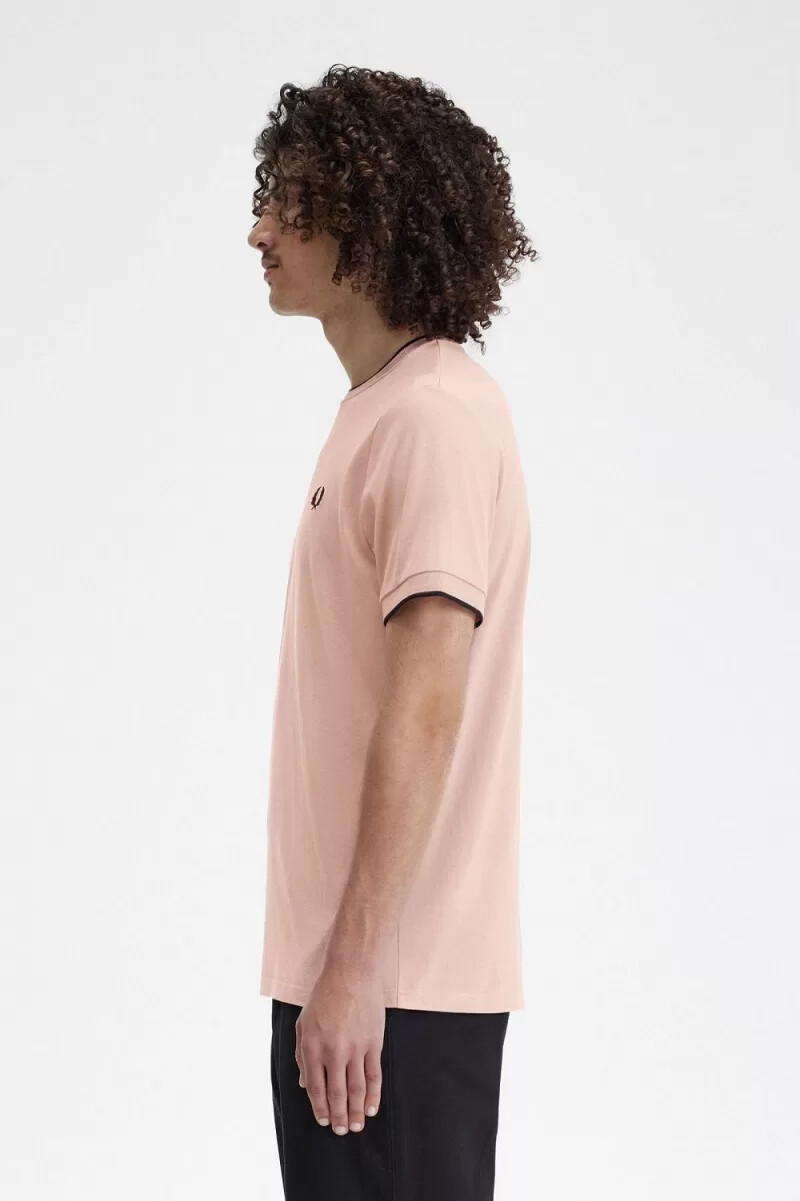 fred perry twin tipped herr t-shirt mörkrosa dusty rose svart