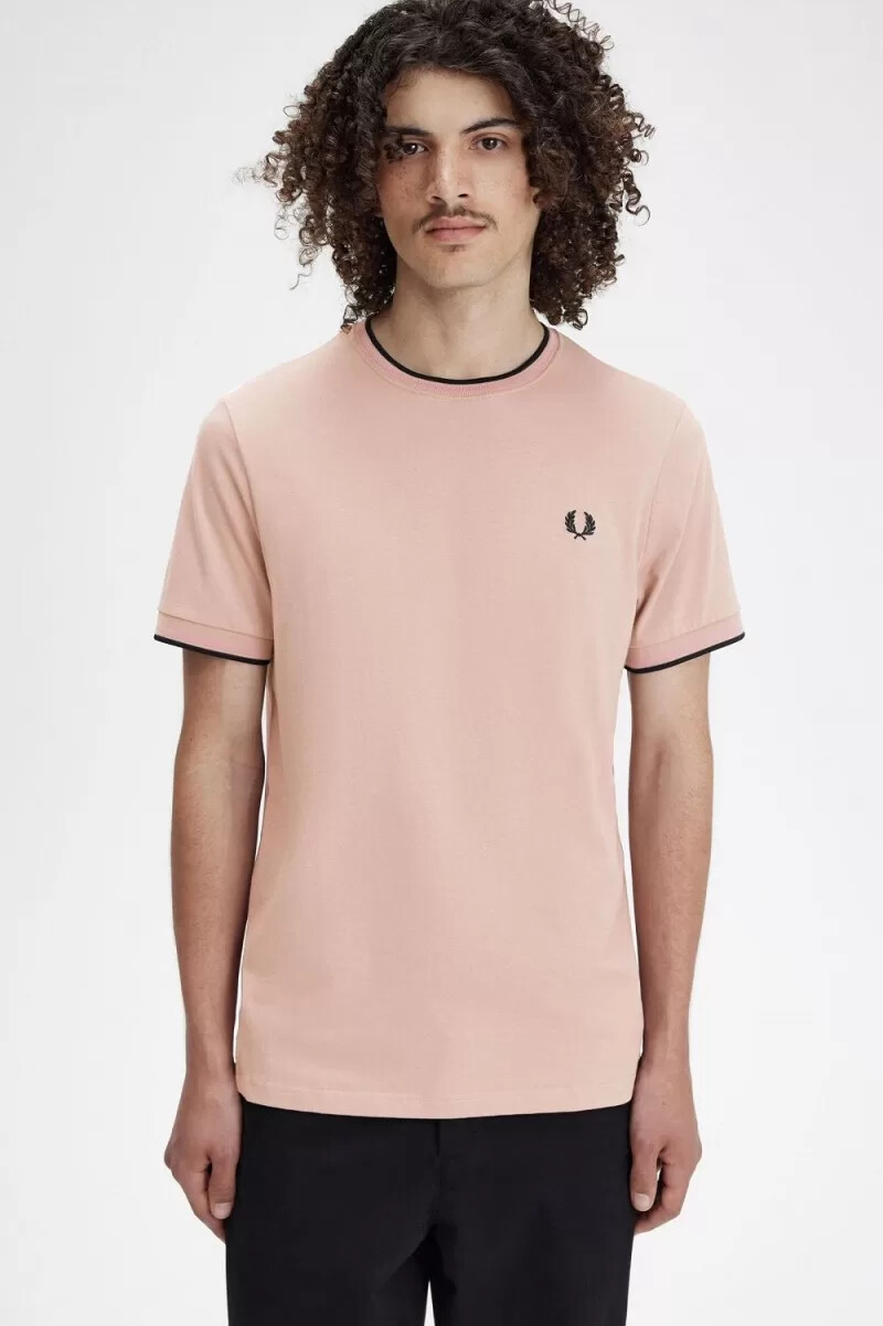 fred perry twin tipped herr t-shirt mörkrosa dusty rose svart