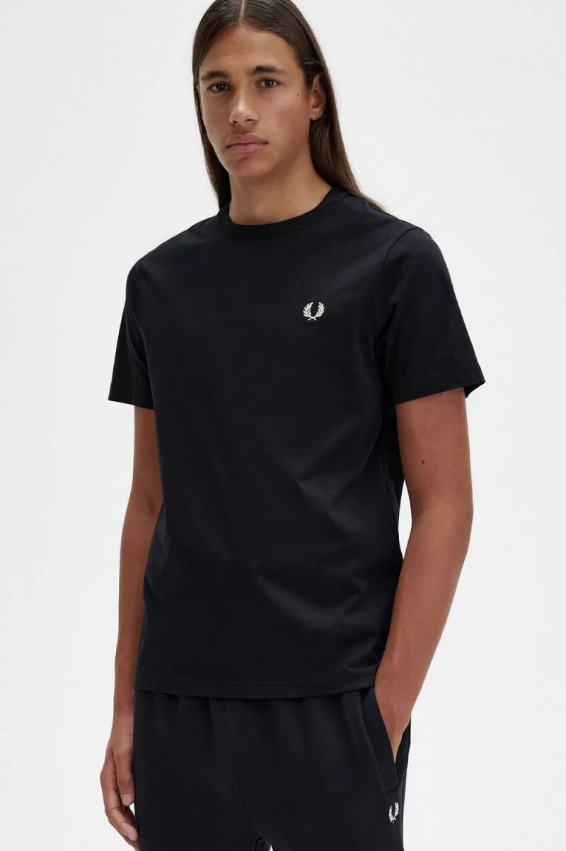 fred perry rund neck herr t-shirt svart