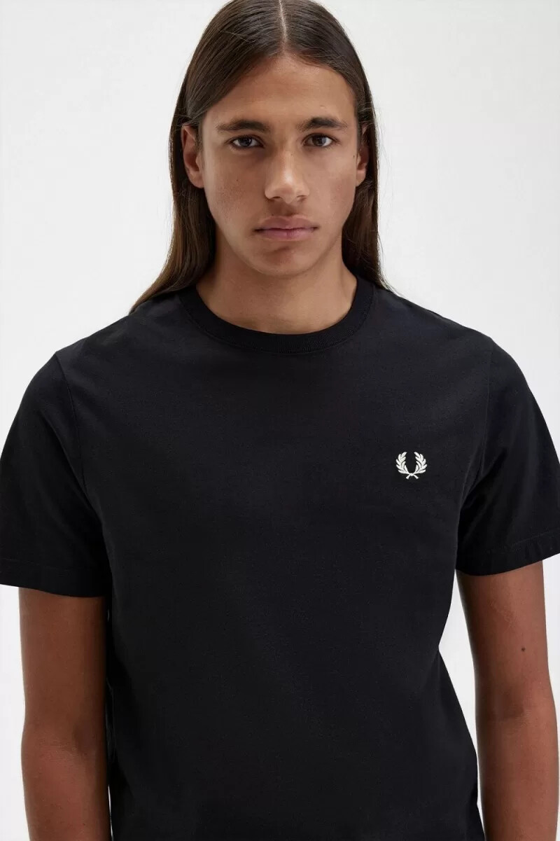 fred perry rund neck herr t-shirt svart