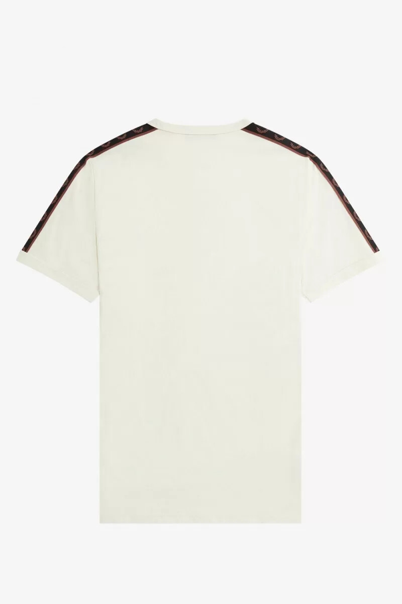 fred perry contrast tape ringer herr t-shirt beige whiskybrun