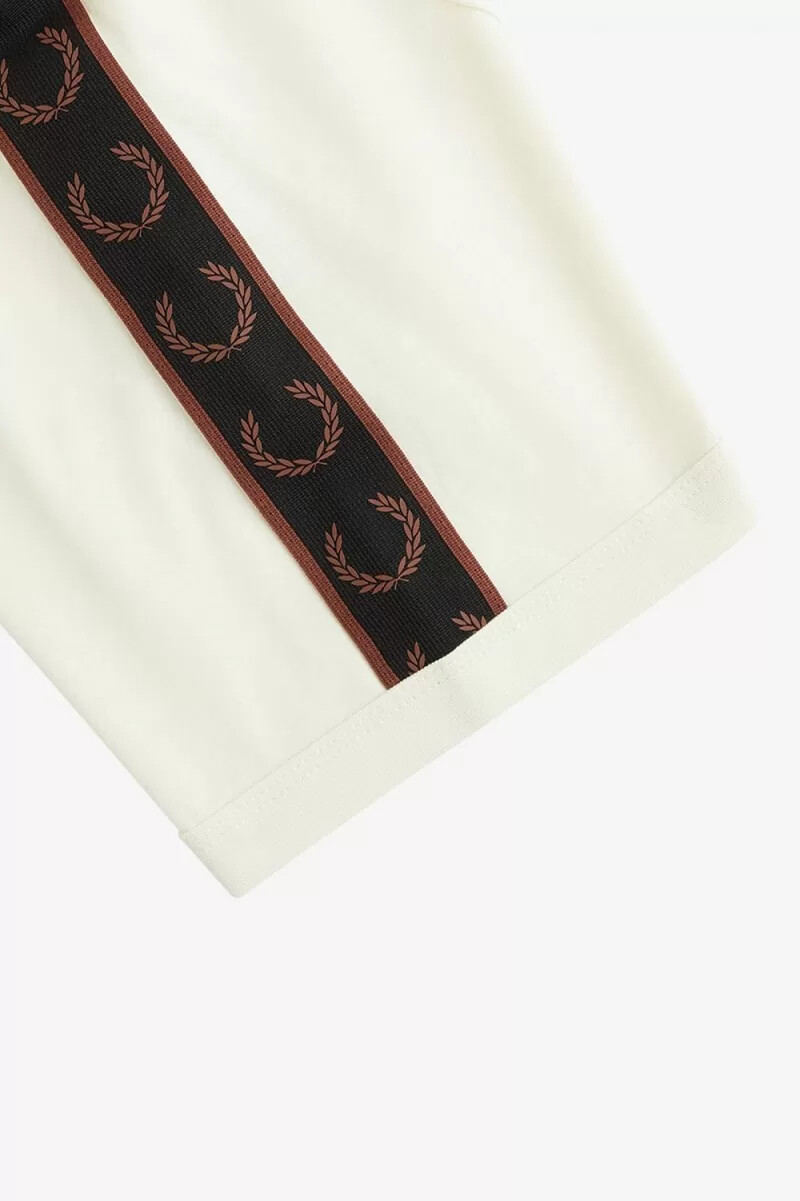 fred perry contrast tape ringer herr t-shirt beige whiskybrun