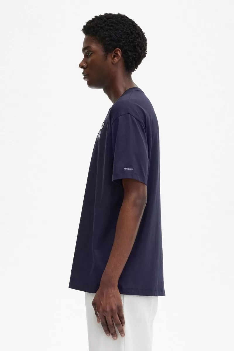 fred perry mönstrad herr-t-shirt marinblå