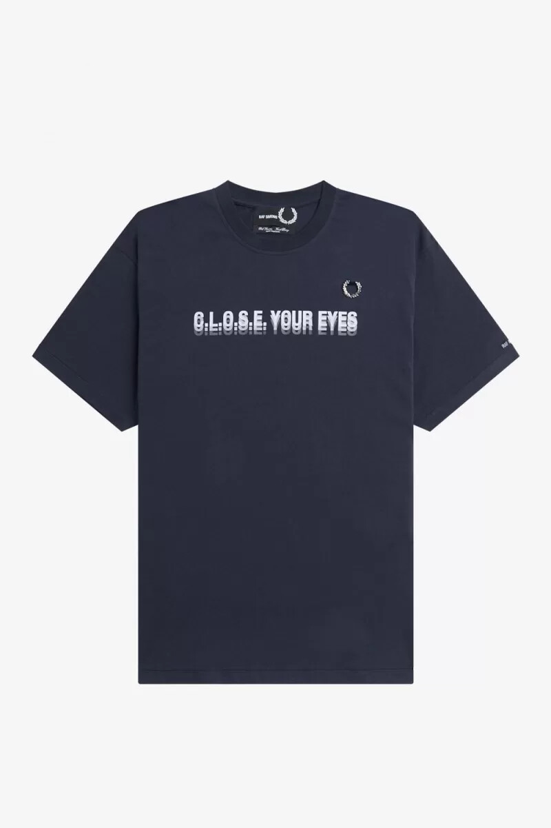 fred perry mönstrad herr-t-shirt marinblå
