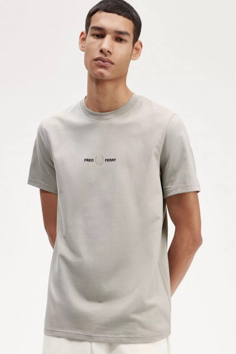 fred perry broderad herr t-shirt grå