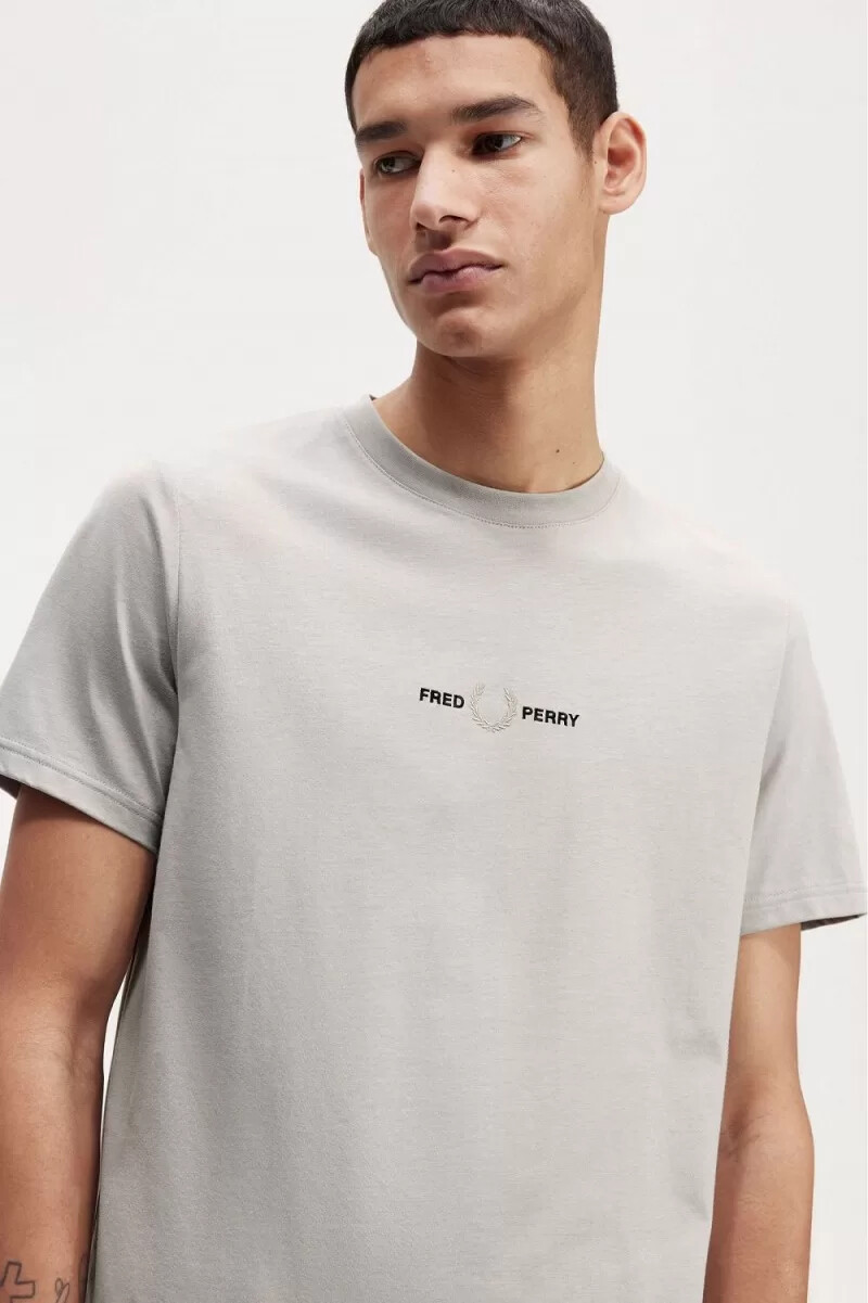fred perry broderad herr t-shirt grå