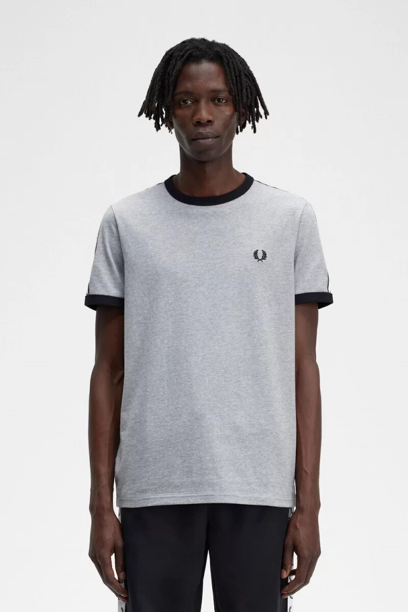 fred perry taped ringer herr t-shirt grå