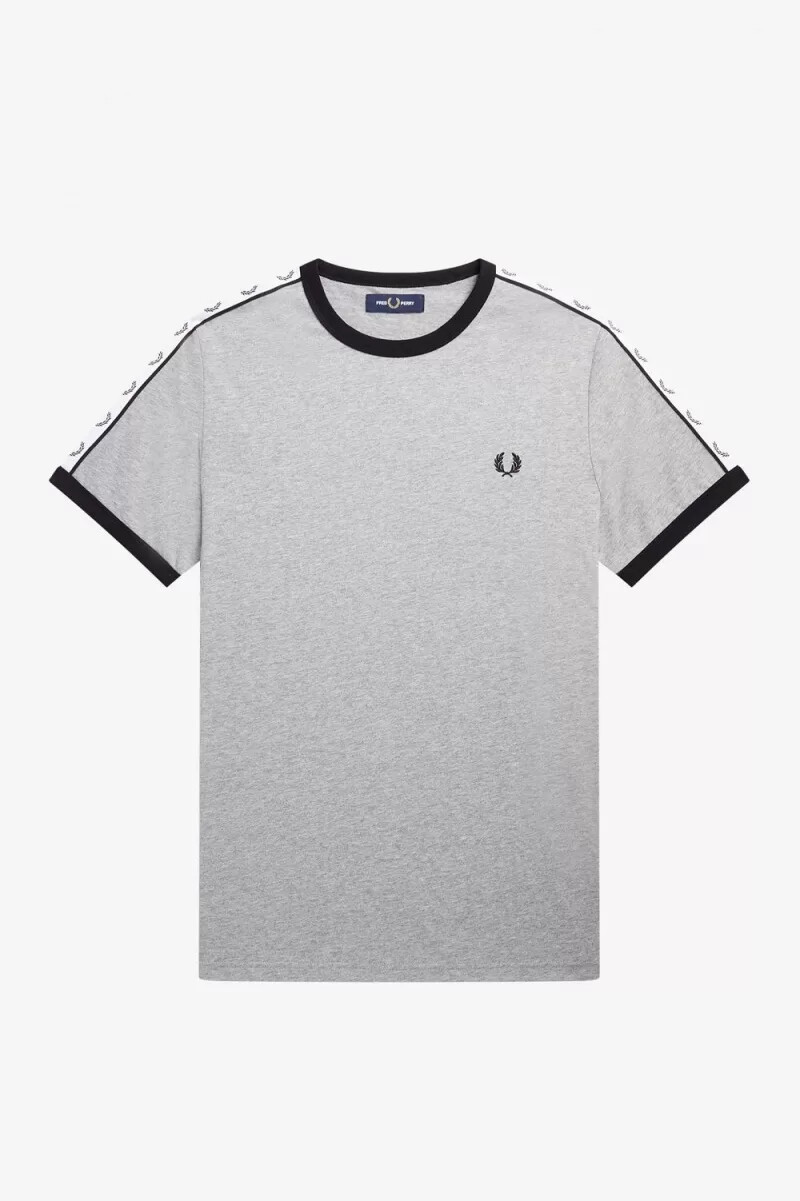 fred perry taped ringer herr t-shirt grå