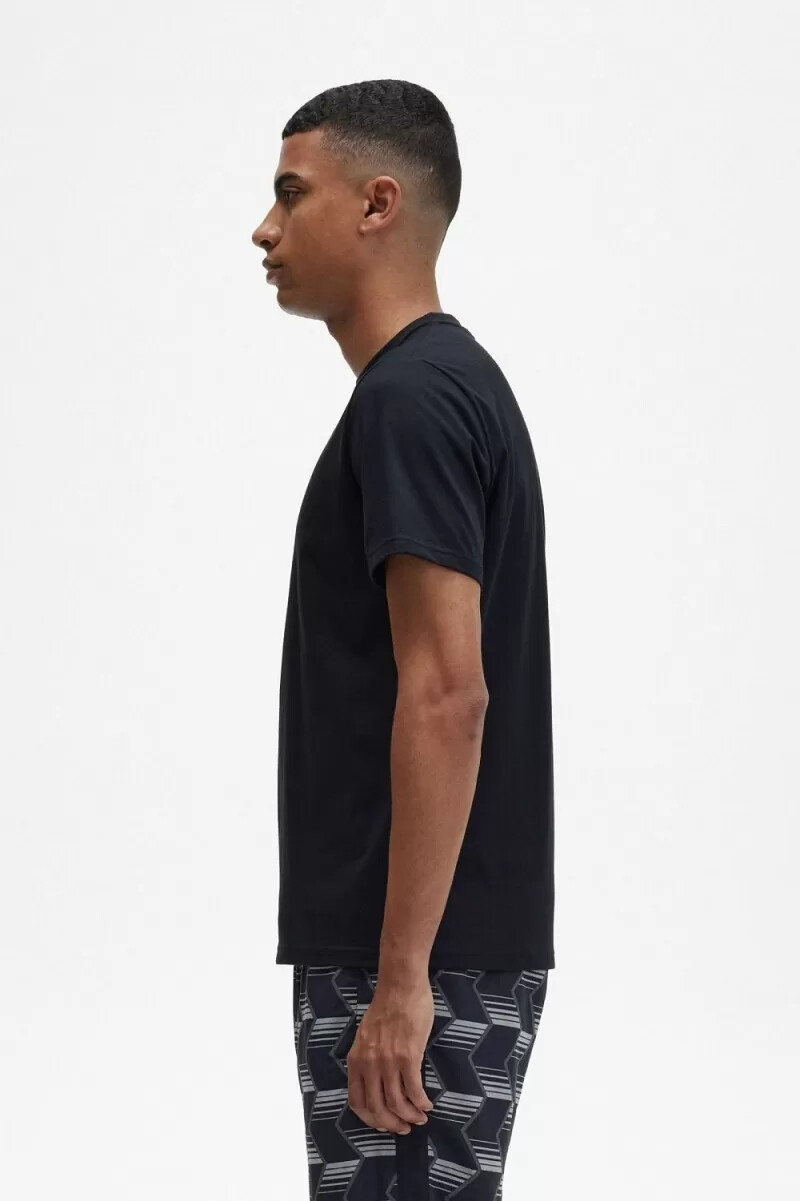 fred perry broderad herr t-shirt svart