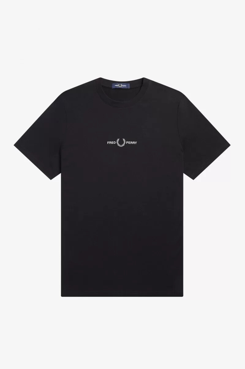 fred perry broderad herr t-shirt svart