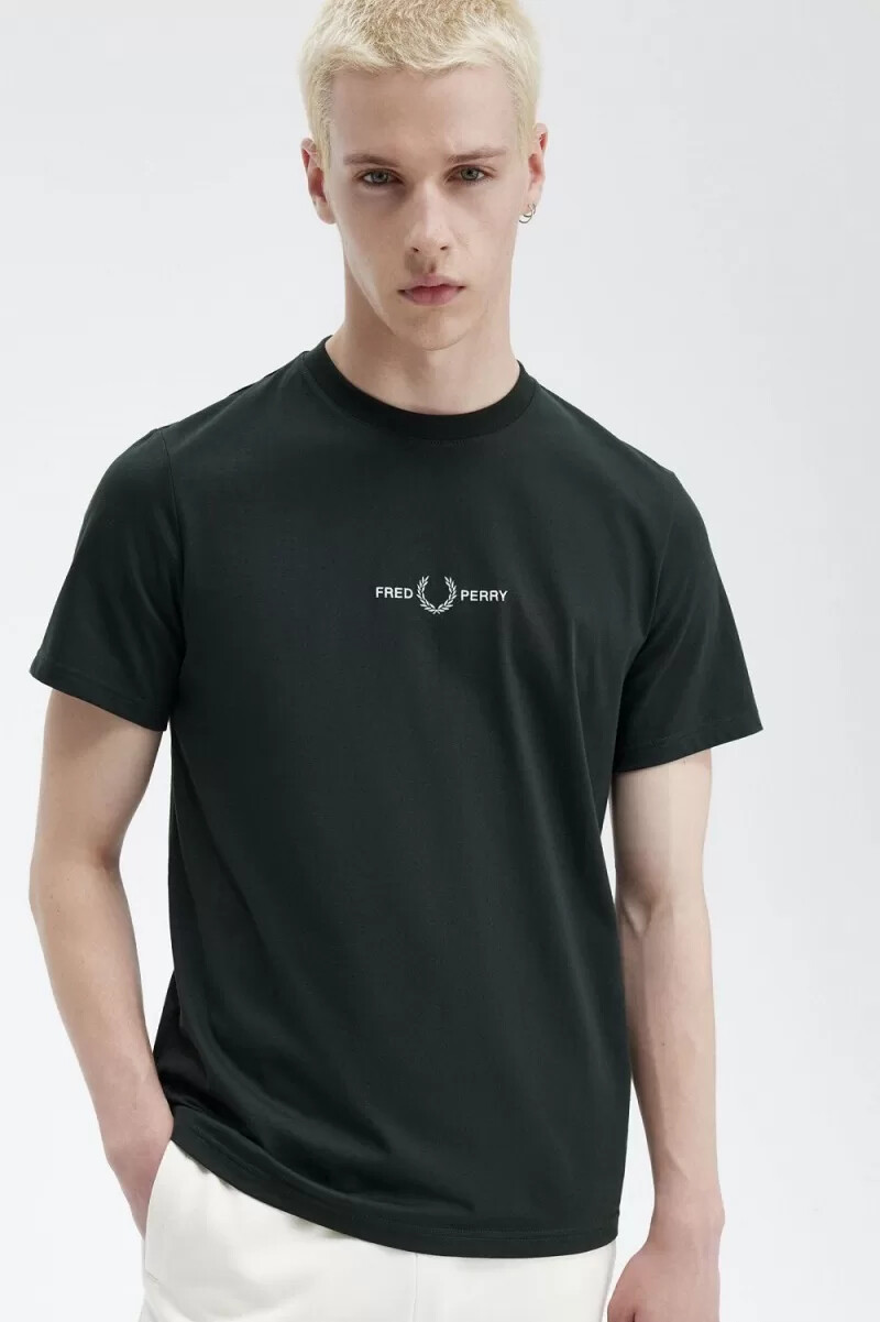 fred perry broderad herr t-shirt nattgrön