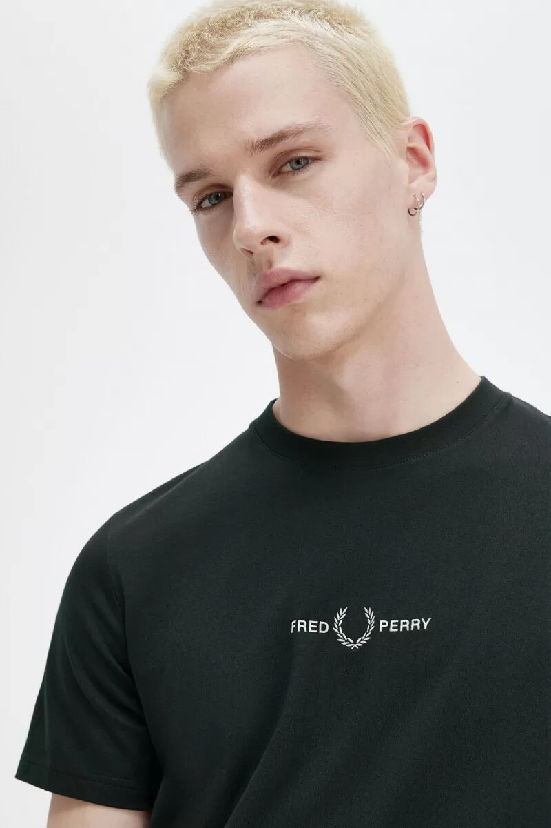 fred perry broderad herr t-shirt nattgrön