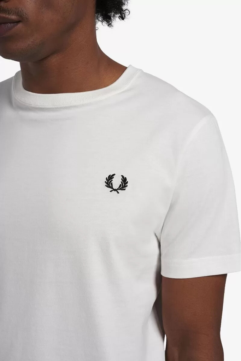 fred perry rund neck herr t-shirt snövit