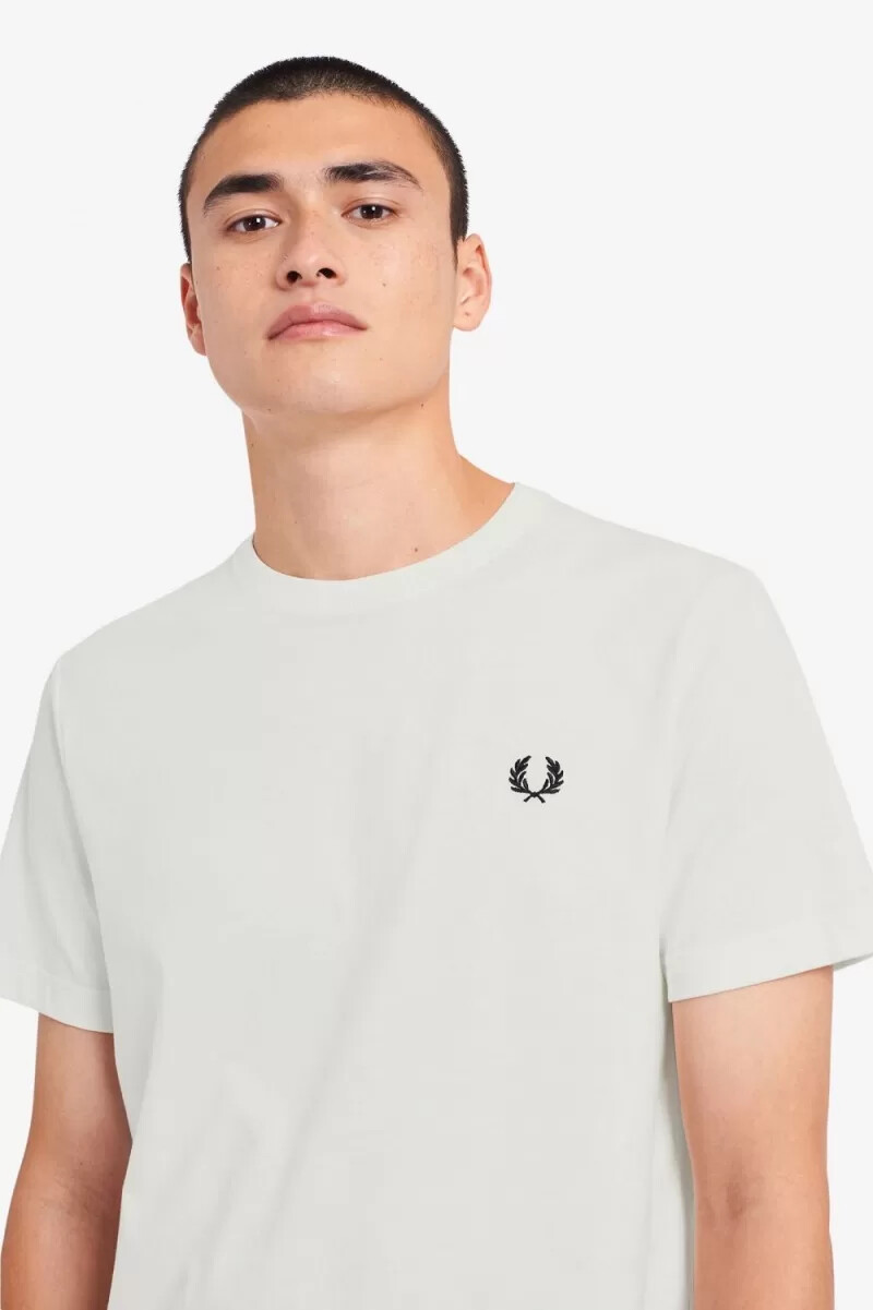 fred perry rund neck herr t-shirt snövit