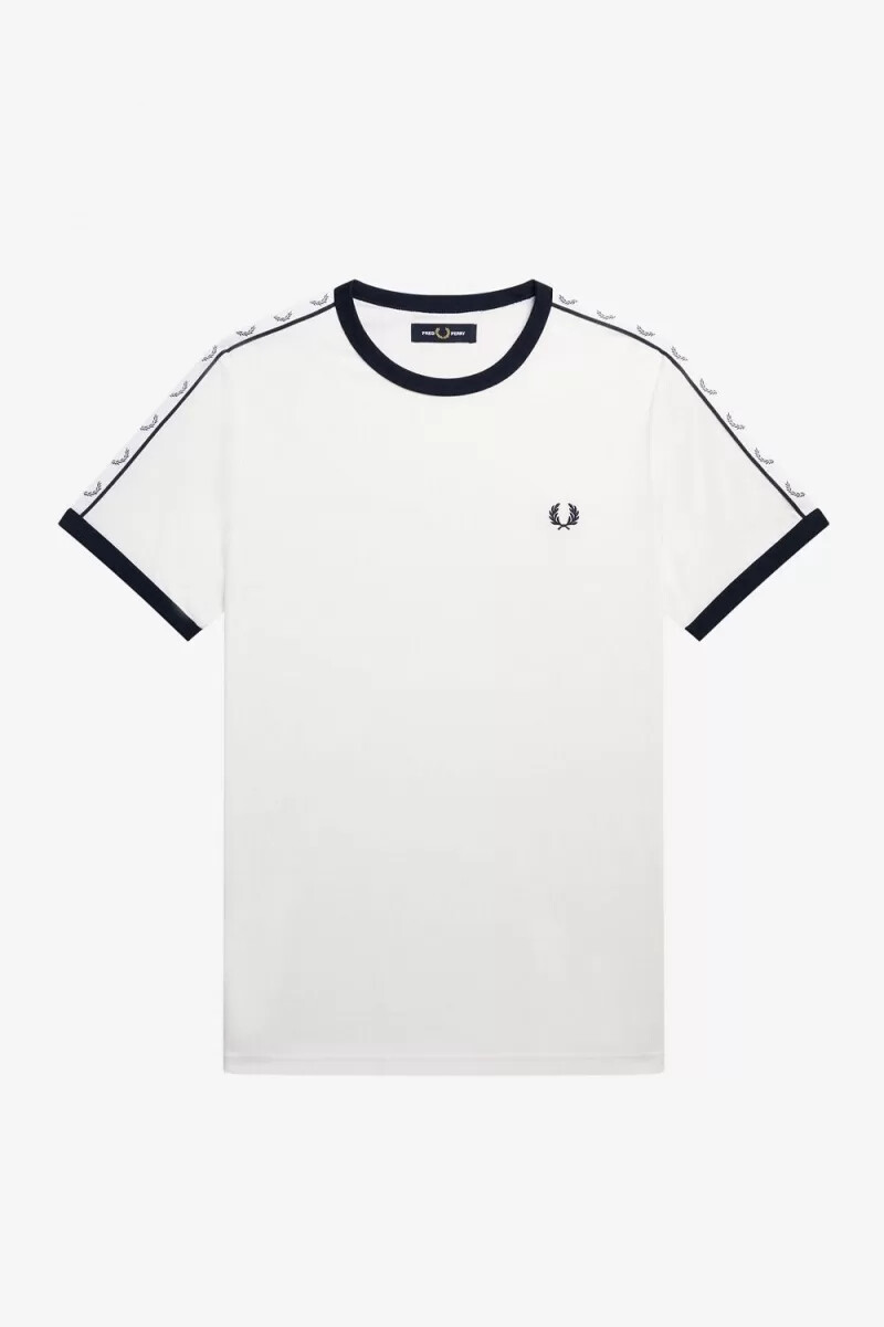fred perry taped ringer herr t-shirt snövit
