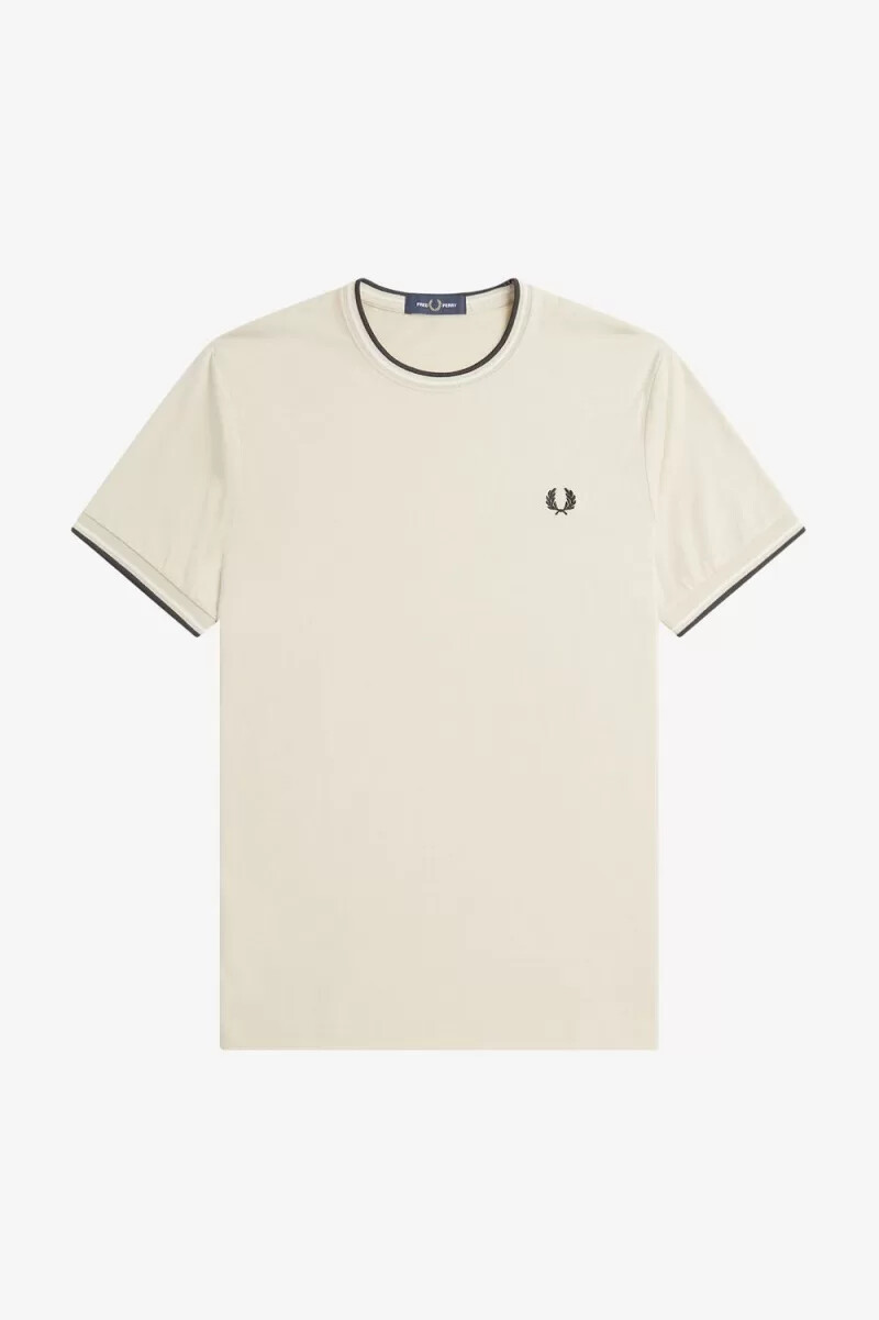 fred perry twin tipped herr t-shirt havregryn beige svart