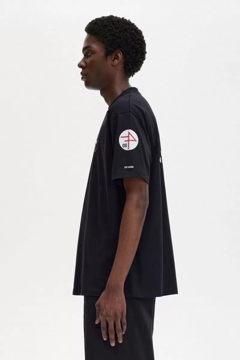 fred perry tryckt herr t-shirt svart