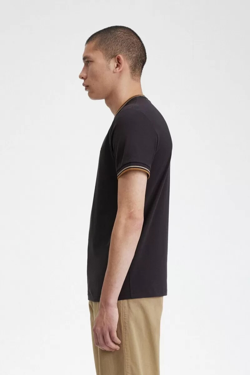 fred perry twin tipped herr t-shirt anchor grå grön mörk kaffe