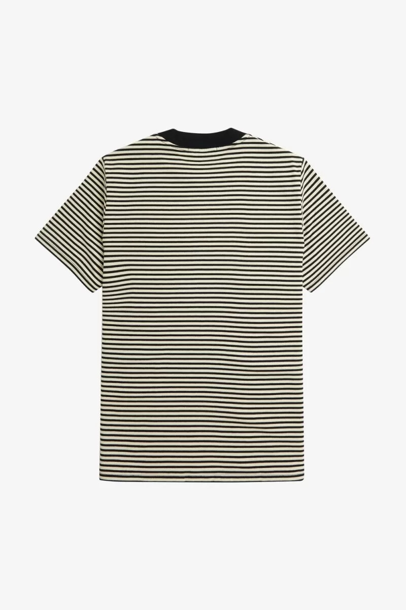 fred perry fine stripe heavyweight herr t-shirt havregryn svart