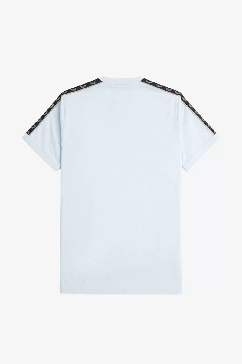 fred perry contrast tape ringer herr t-shirt ljus aqua varm grå