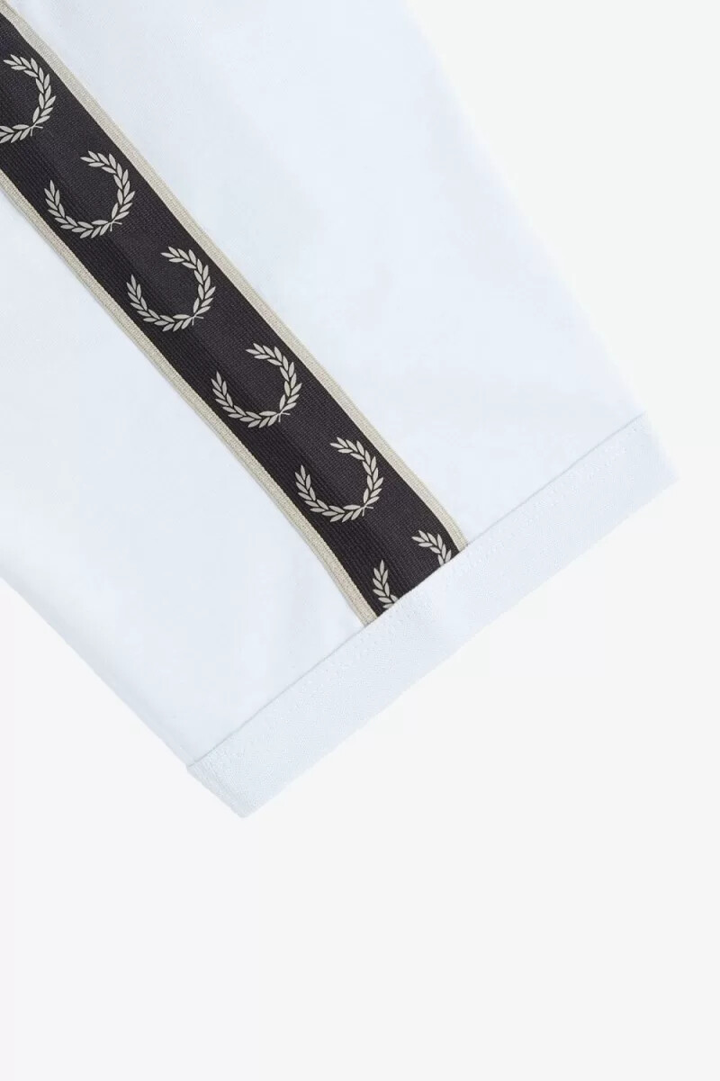 fred perry contrast tape ringer herr t-shirt ljus aqua varm grå