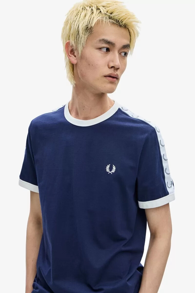 fred perry taped ringer herr t-shirt kolblå