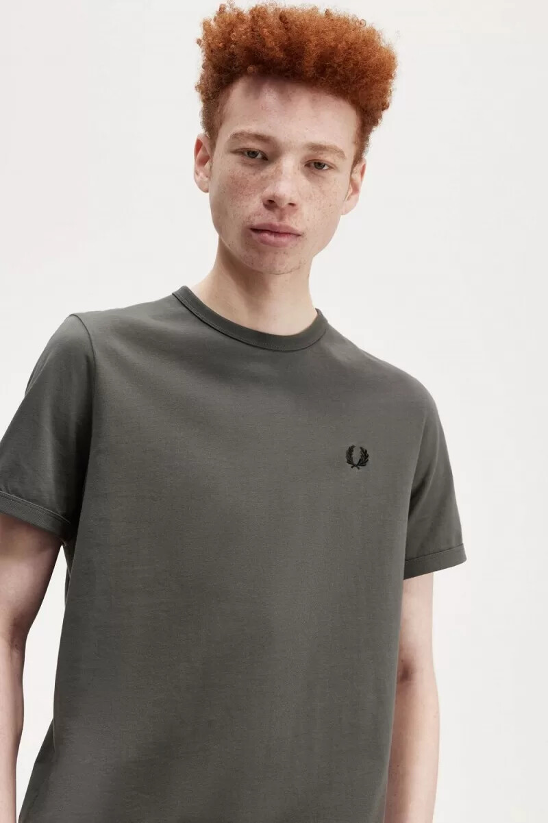 fred perry ringer herr t-shirt grön