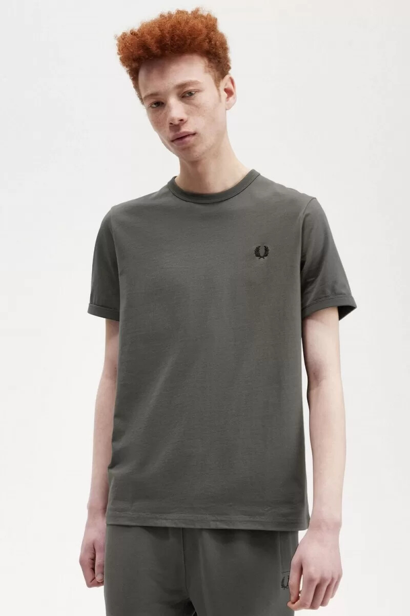 fred perry ringer herr t-shirt grön