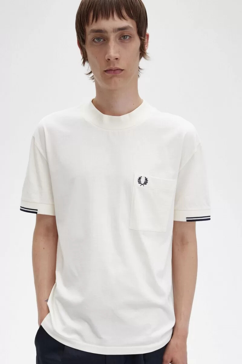 fred perry tipped sleeve herr t-shirt beige