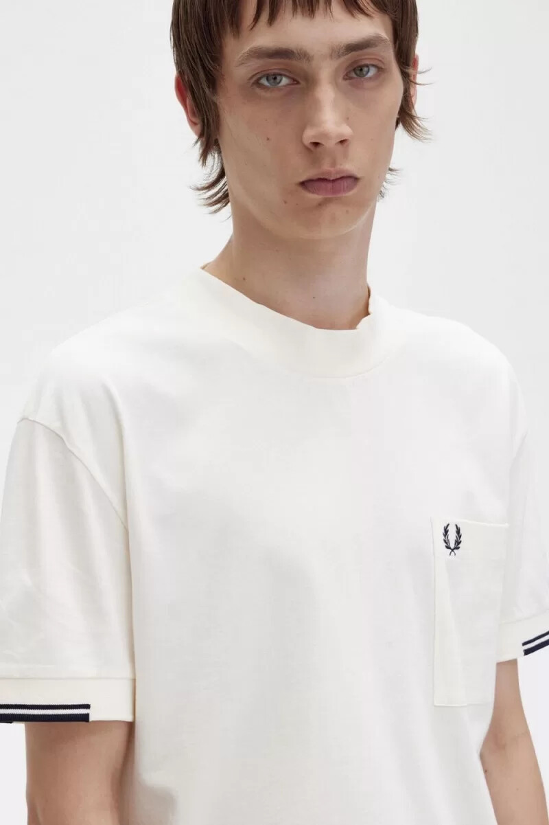 fred perry tipped sleeve herr t-shirt beige