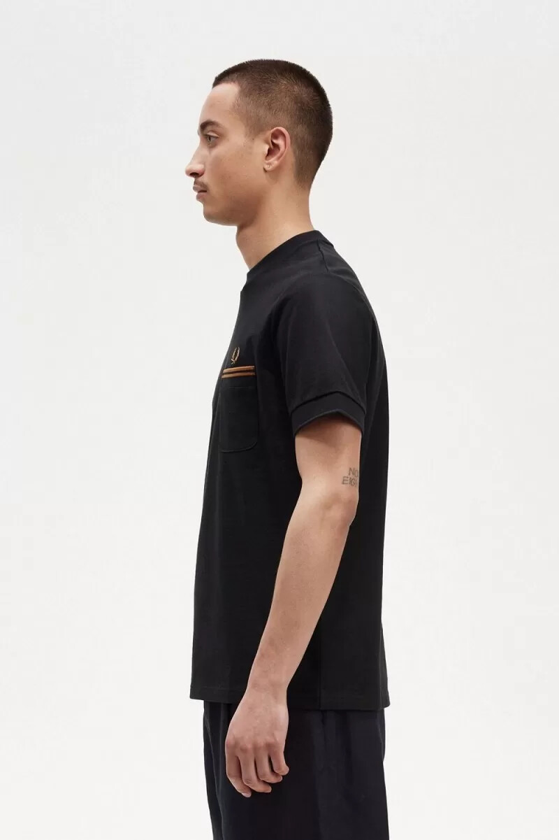 fred perry t-shirt med dubbelficka svart